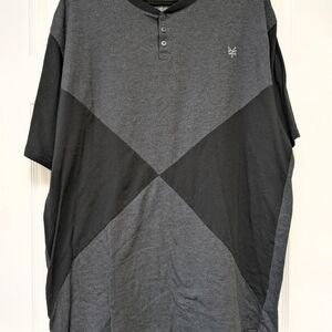 Men's Two-Tone Charcoal & Black Short Sleeve Henley